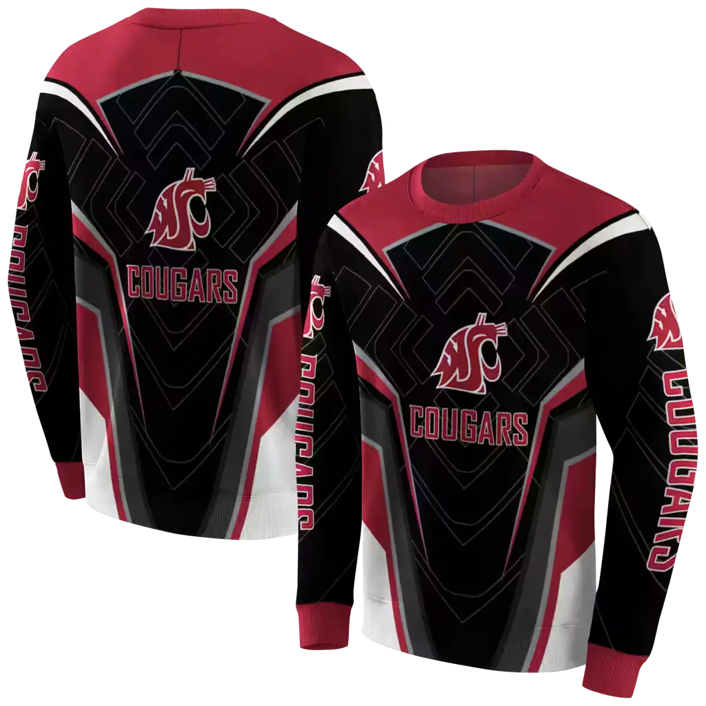 washington state cougars futuristic pattern crimson black hoodie premium grade washington state cougars futuristic pattern crimson black hoodie premium grade