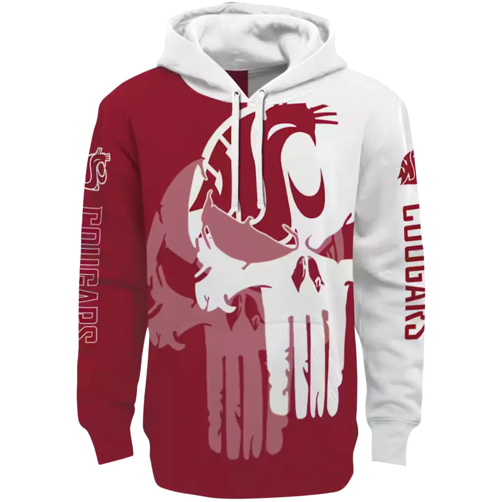 washington state cougars graphic punisher crimson white hoodie best selling washington state cougars graphic punisher crimson white hoodie best selling