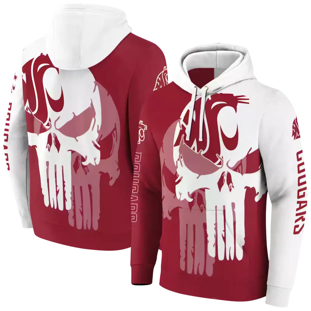 washington state cougars graphic punisher crimson white hoodie fashion forward washington state cougars graphic punisher crimson white hoodie fashion forward