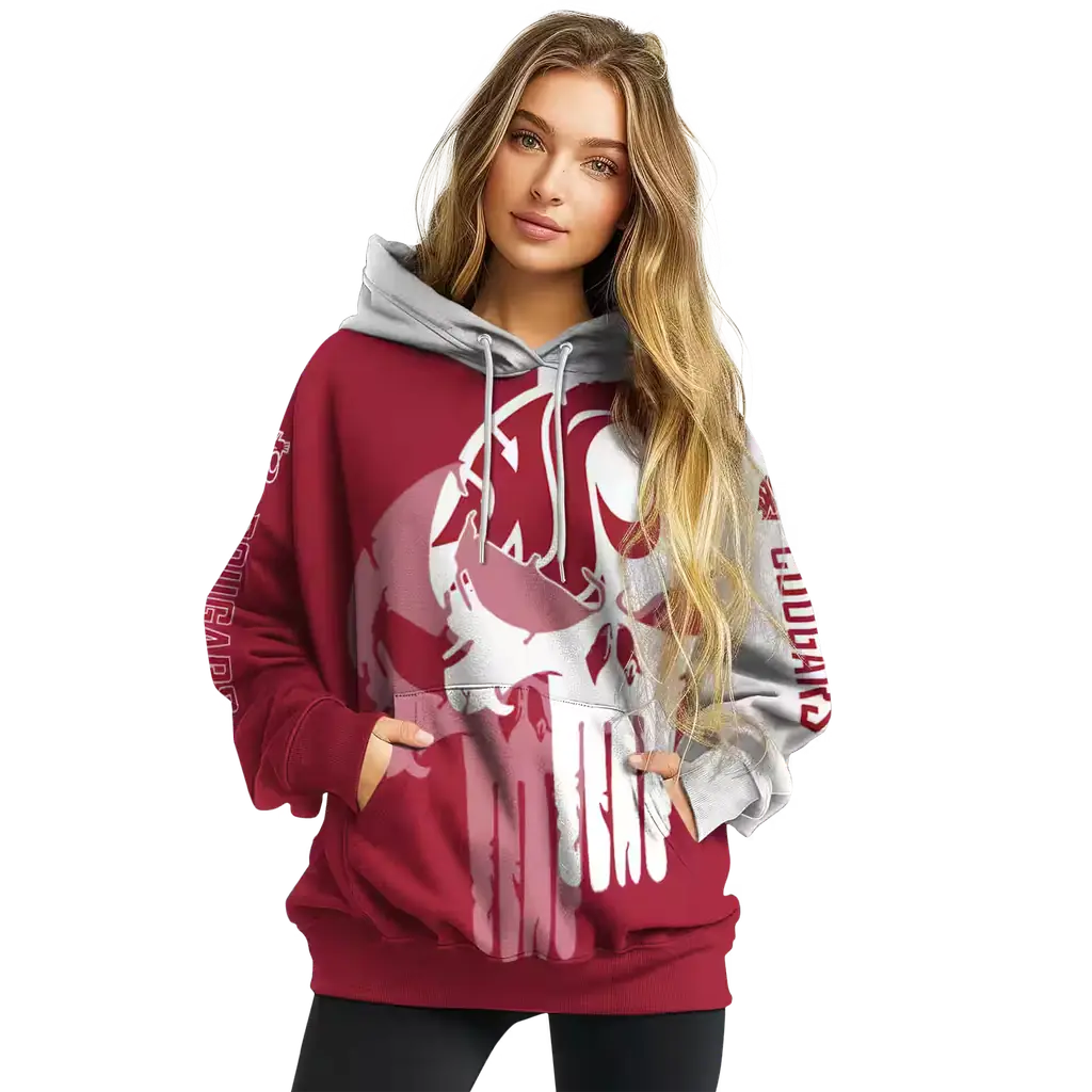 washington state cougars graphic punisher crimson white hoodie high quality washington state cougars graphic punisher crimson white hoodie high quality