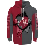 washington state cougars heartbeat graphic crimson hoodie best selling