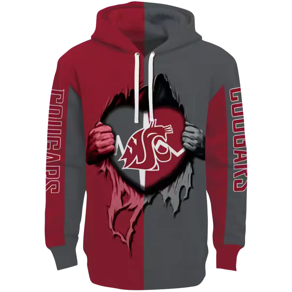 washington state cougars heartbeat graphic crimson hoodie best selling washington state cougars heartbeat graphic crimson hoodie best selling