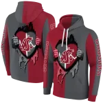 washington state cougars heartbeat graphic crimson hoodie best selling
