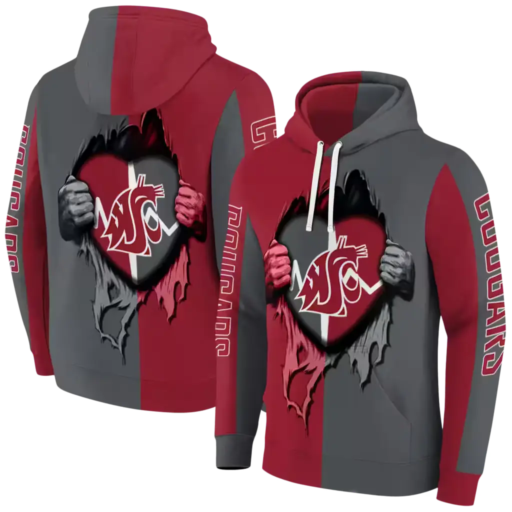 washington state cougars heartbeat graphic crimson hoodie fashion forward washington state cougars heartbeat graphic crimson hoodie fashion forward