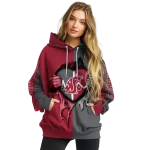 washington state cougars heartbeat graphic crimson hoodie best selling