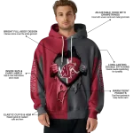 washington state cougars heartbeat graphic crimson hoodie best selling