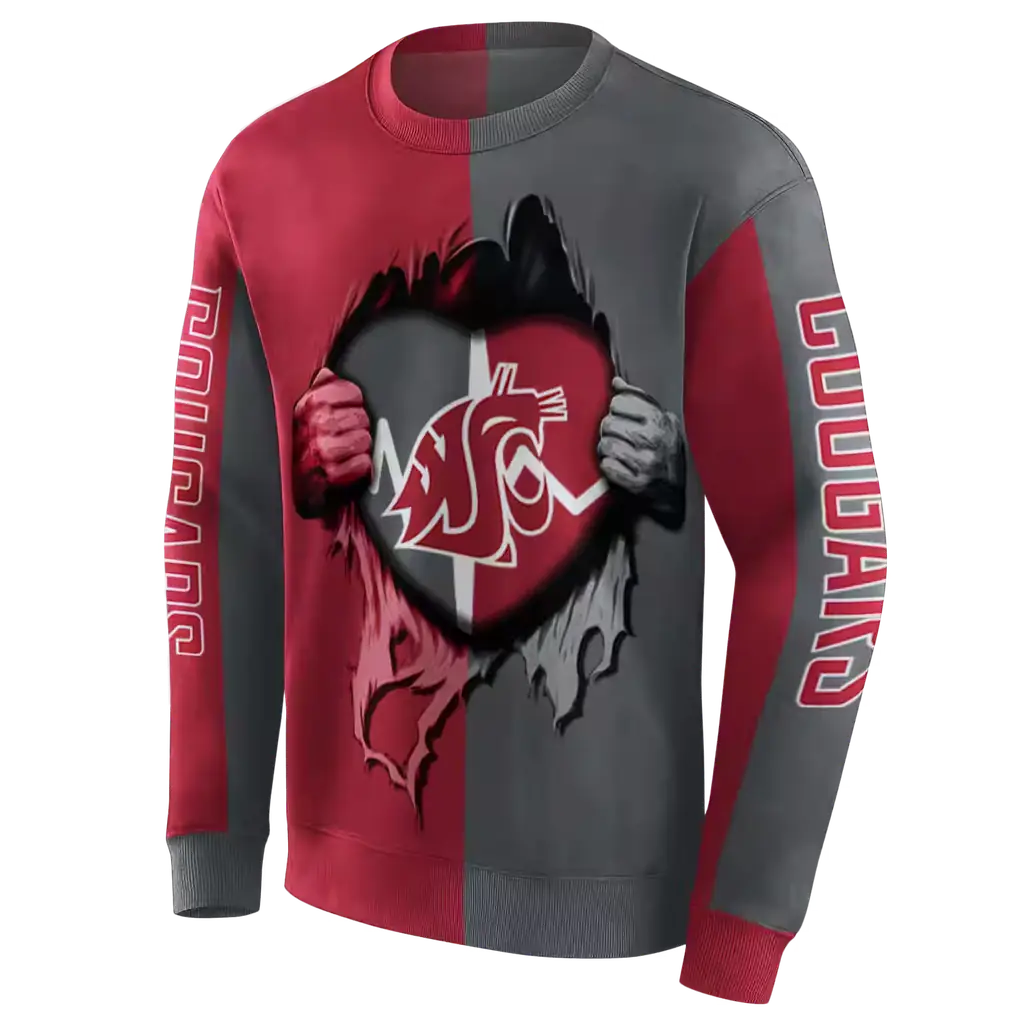 washington state cougars heartbeat graphic crimson hoodie new arrival washington state cougars heartbeat graphic crimson hoodie new arrival