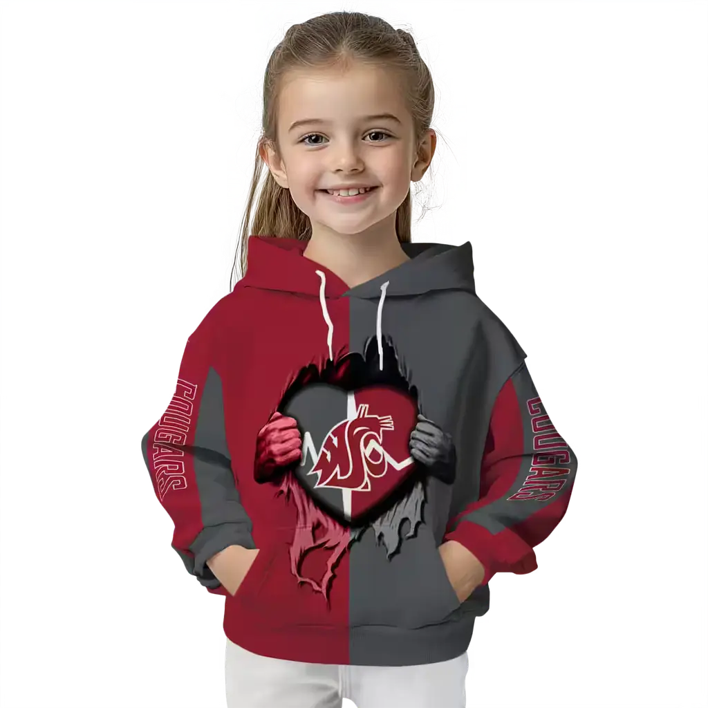washington state cougars heartbeat graphic crimson hoodie top rated washington state cougars heartbeat graphic crimson hoodie top rated