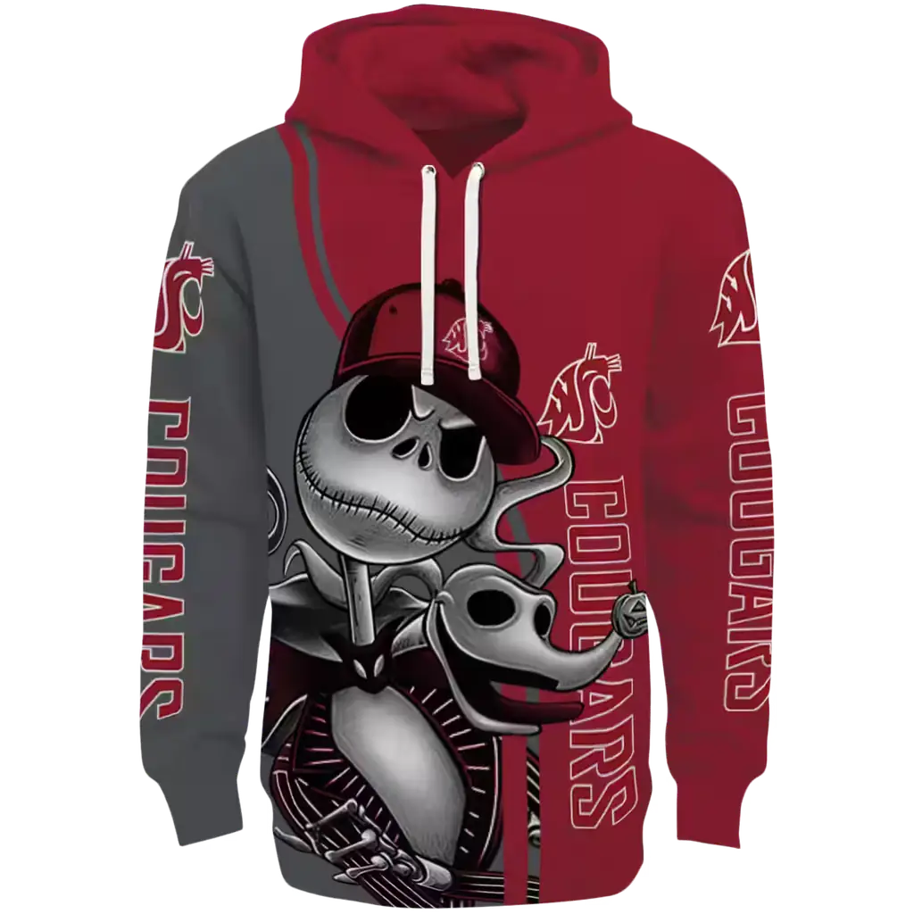 washington state cougars jack skellington crimson hoodie best selling washington state cougars jack skellington crimson hoodie best selling