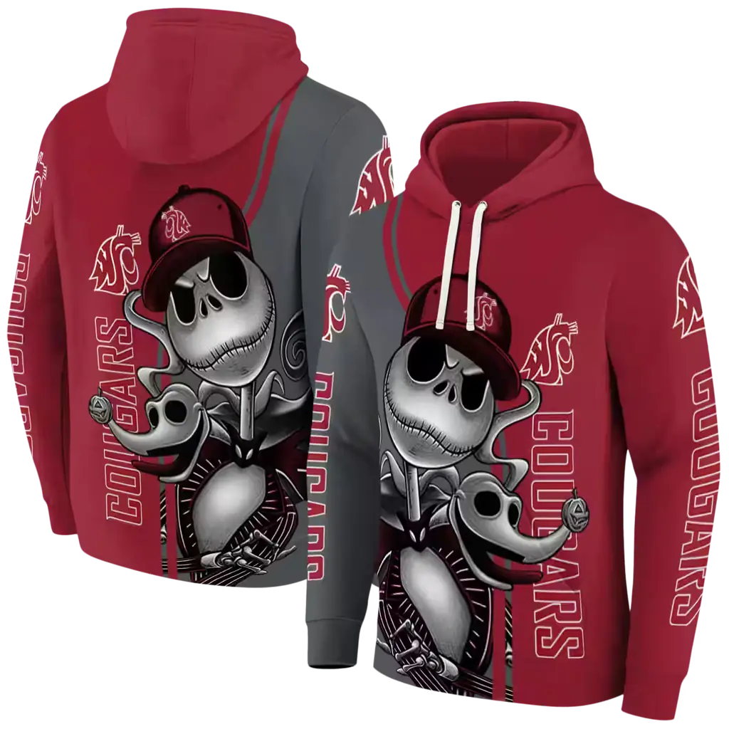 washington state cougars jack skellington crimson hoodie fashion forward washington state cougars jack skellington crimson hoodie fashion forward
