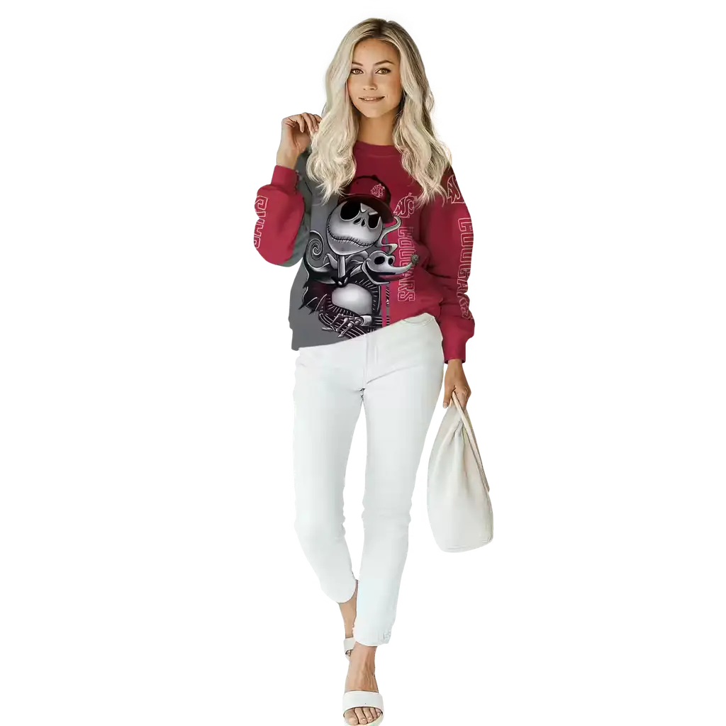 washington state cougars jack skellington crimson hoodie trendy washington state cougars jack skellington crimson hoodie trendy
