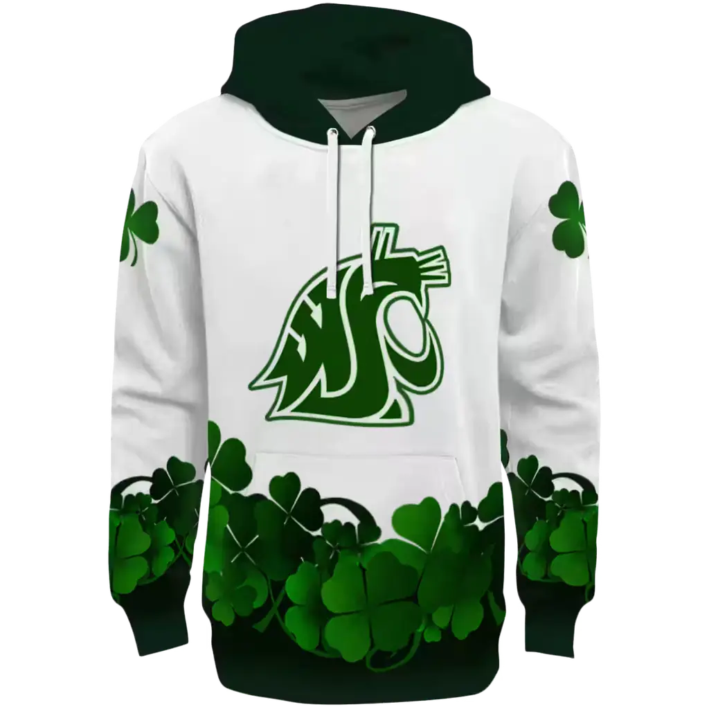washington state cougars lucky motif white green hoodie best selling washington state cougars lucky motif white green hoodie best selling