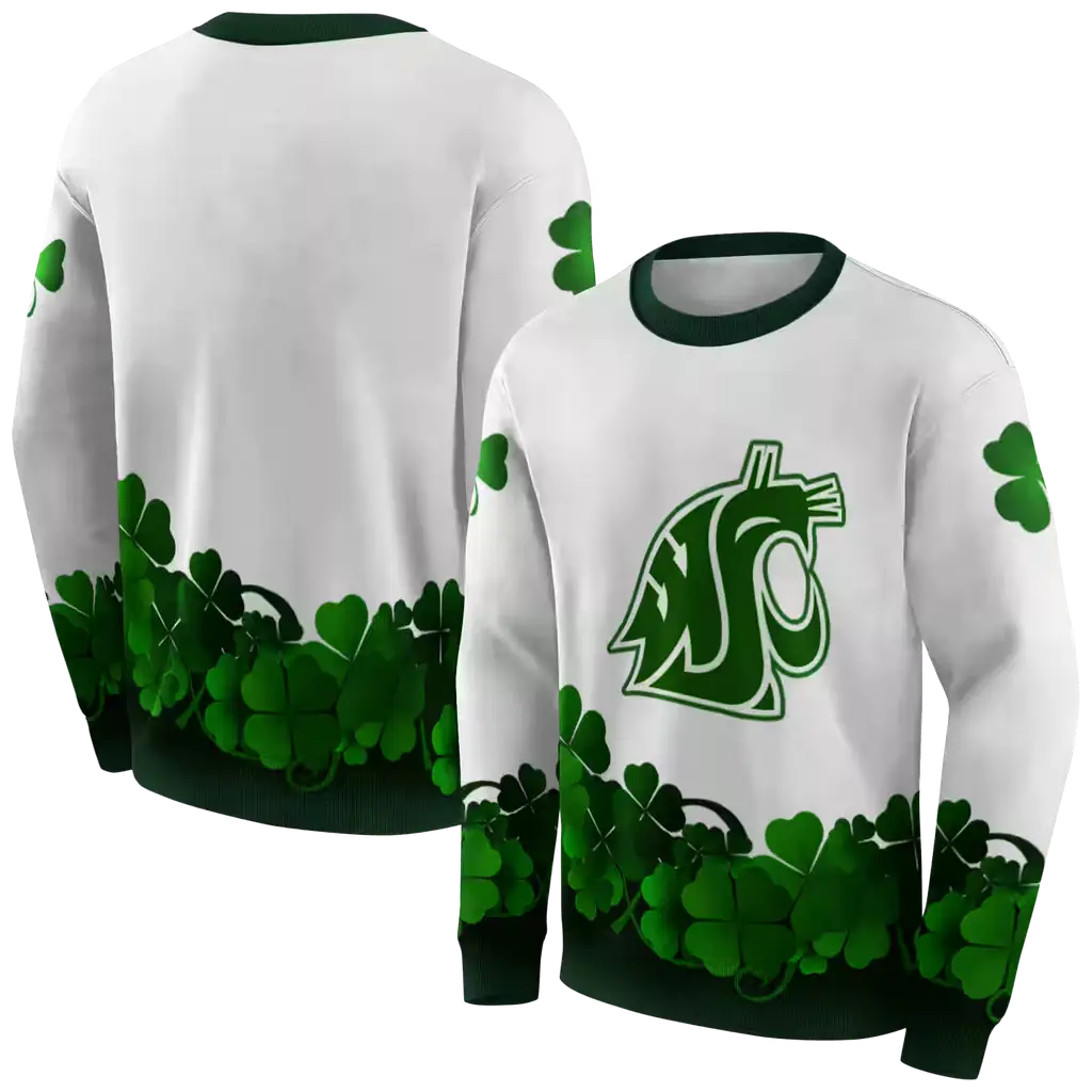washington state cougars lucky motif white green hoodie premium grade washington state cougars lucky motif white green hoodie premium grade