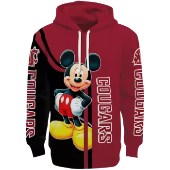 washington state cougars mickey mouse crimson black hoodie best selling