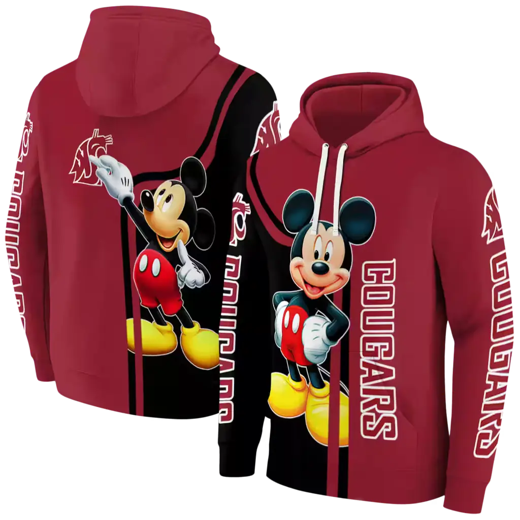 washington state cougars mickey mouse crimson black hoodie fashion forward washington state cougars mickey mouse crimson black hoodie fashion forward