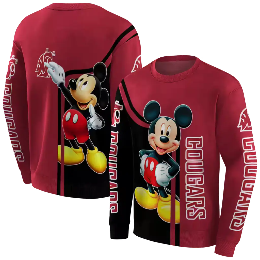 washington state cougars mickey mouse crimson black hoodie premium grade washington state cougars mickey mouse crimson black hoodie premium grade