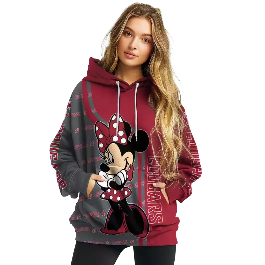 washington state cougars minnie mouse crimson hoodie high quality washington state cougars minnie mouse crimson hoodie high quality