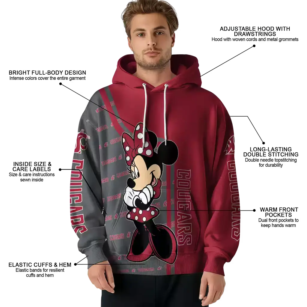 washington state cougars minnie mouse crimson hoodie latest model washington state cougars minnie mouse crimson hoodie latest model