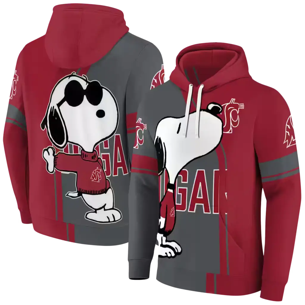 washington state cougars playful snoopy crimson hoodie fashion forward washington state cougars playful snoopy crimson hoodie fashion forward