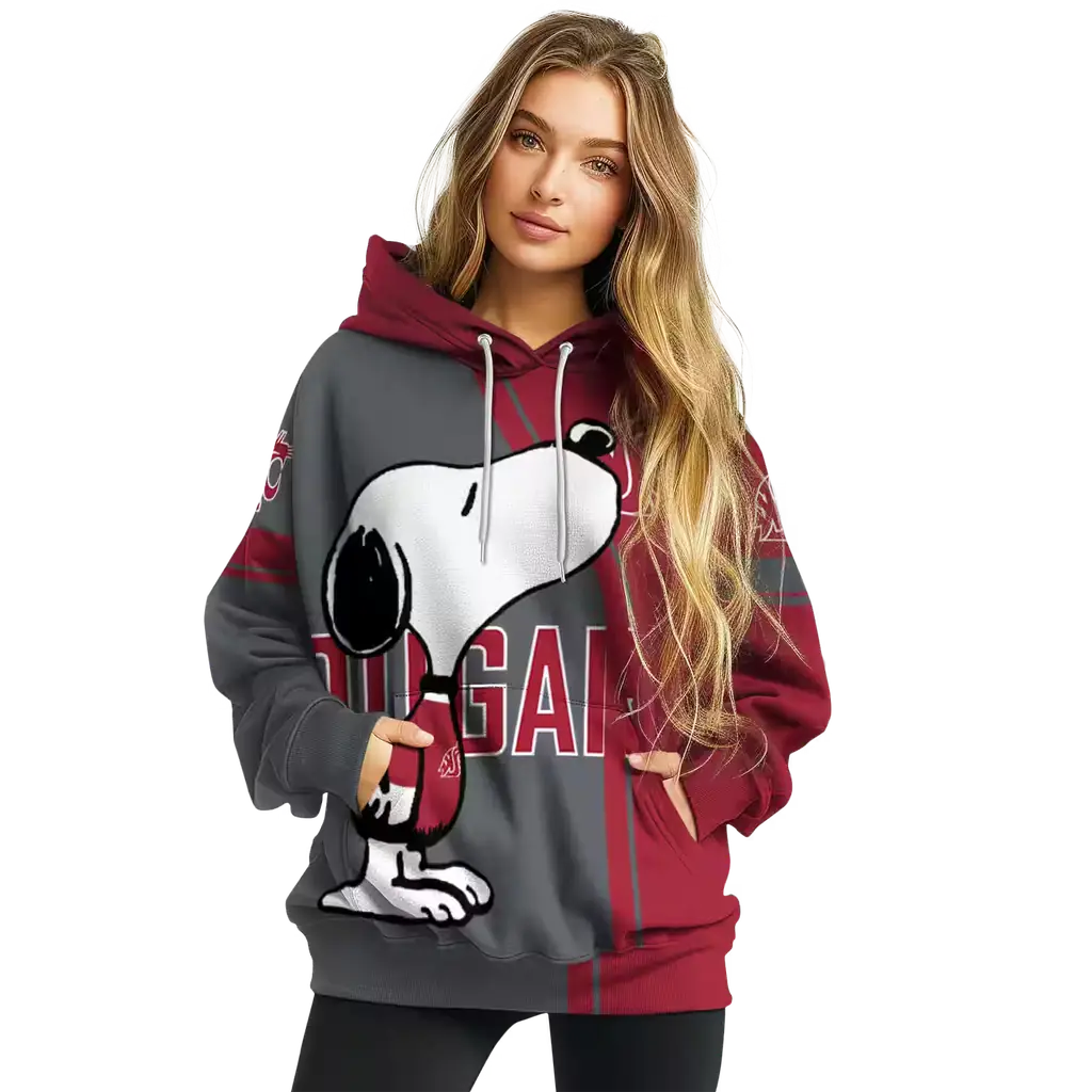 washington state cougars playful snoopy crimson hoodie high quality washington state cougars playful snoopy crimson hoodie high quality