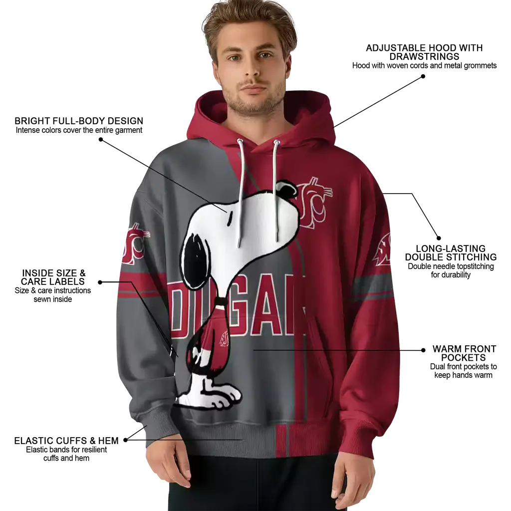 washington state cougars playful snoopy crimson hoodie latest model washington state cougars playful snoopy crimson hoodie latest model