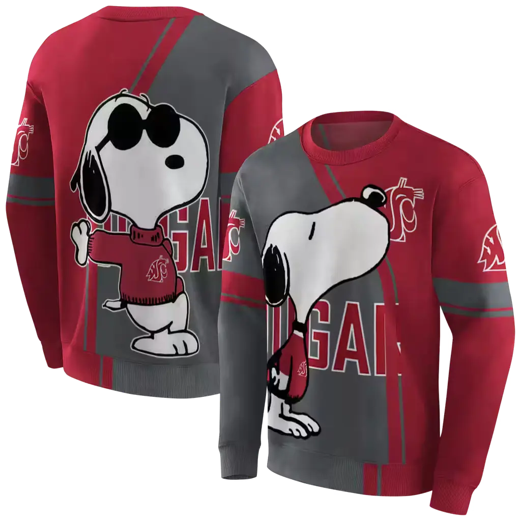 washington state cougars playful snoopy crimson hoodie premium grade washington state cougars playful snoopy crimson hoodie premium grade