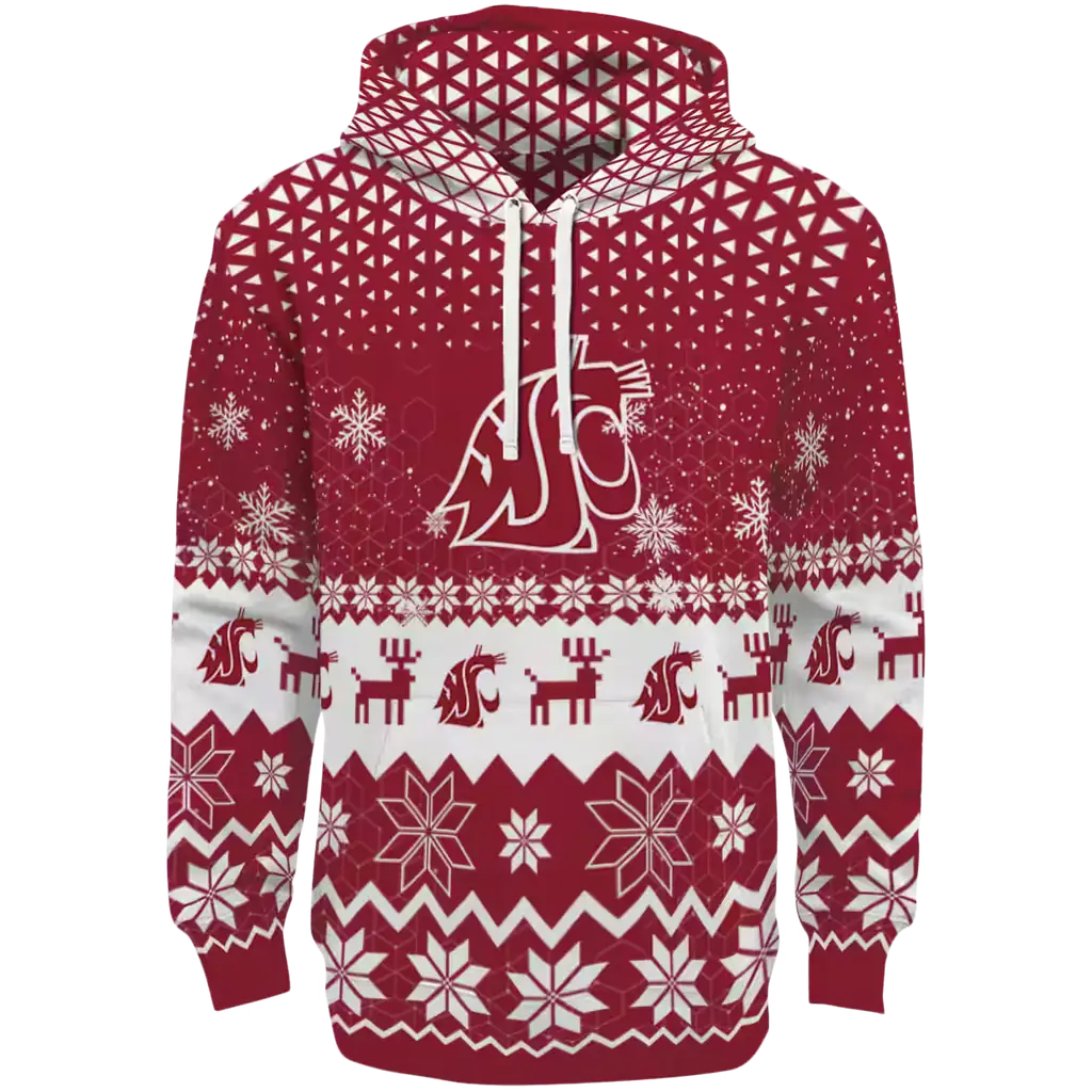 washington state cougars reindeer motif crimson hoodie best selling washington state cougars reindeer motif crimson hoodie best selling