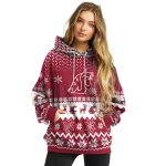 washington state cougars reindeer motif crimson hoodie best selling