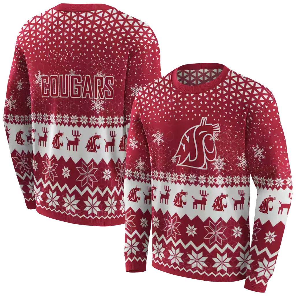 washington state cougars reindeer motif crimson hoodie premium grade washington state cougars reindeer motif crimson hoodie premium grade