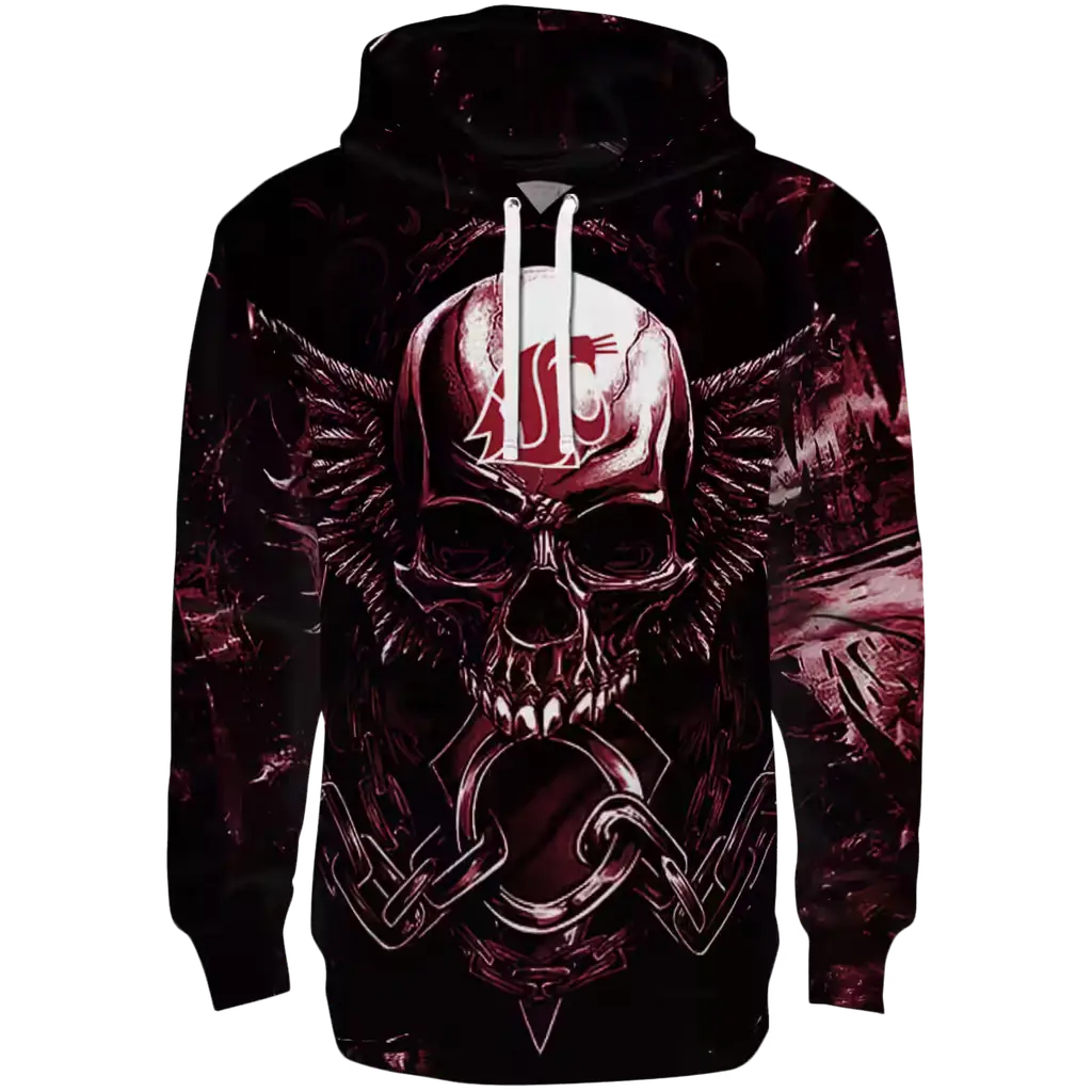 washington state cougars skull artwork crimson black hoodie best selling washington state cougars skull artwork crimson black hoodie best selling