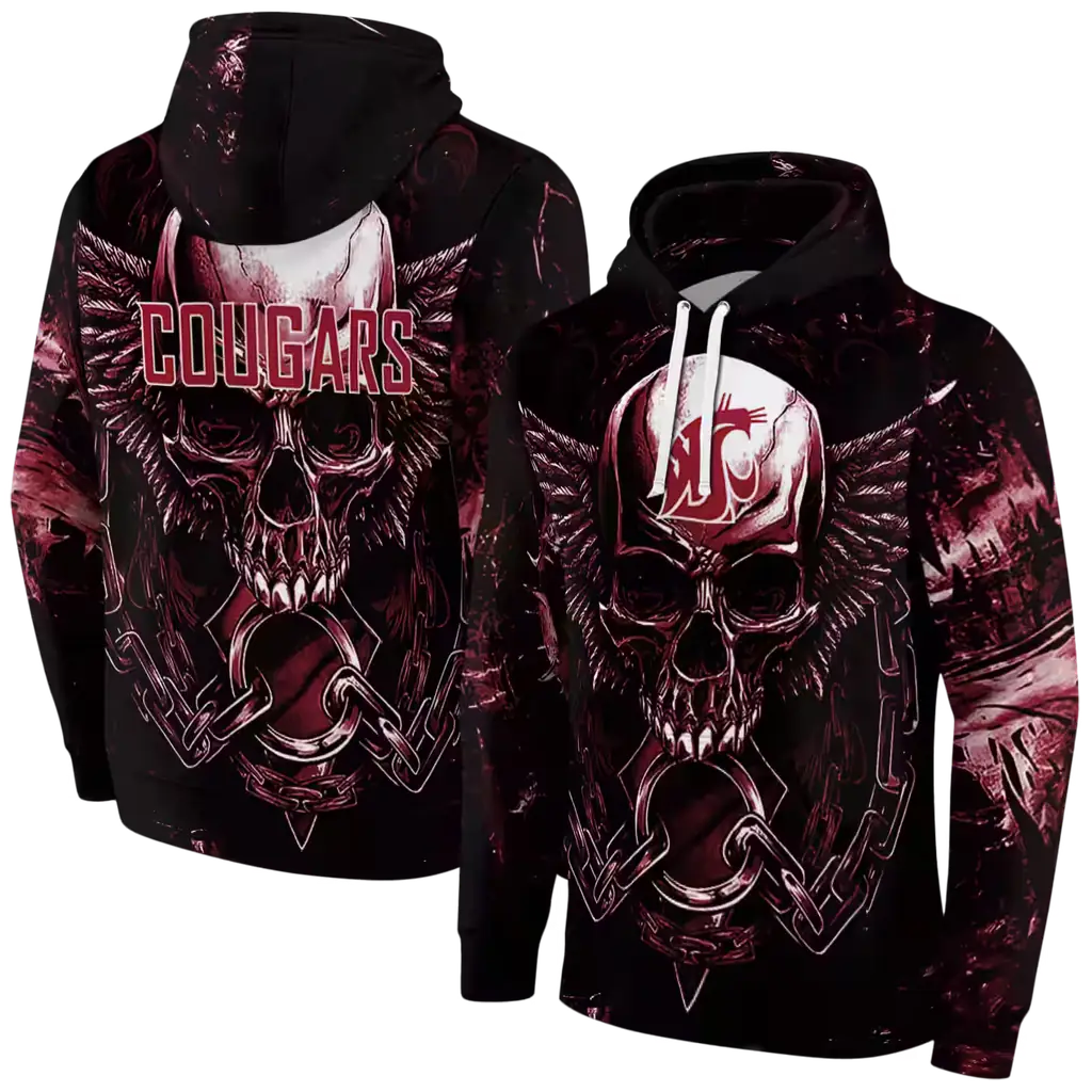 washington state cougars skull artwork crimson black hoodie fashion forward washington state cougars skull artwork crimson black hoodie fashion forward