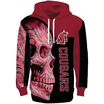 washington state cougars skull motif crimson black hoodie best selling