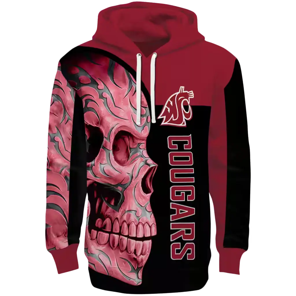 washington state cougars skull motif crimson black hoodie best selling washington state cougars skull motif crimson black hoodie best selling