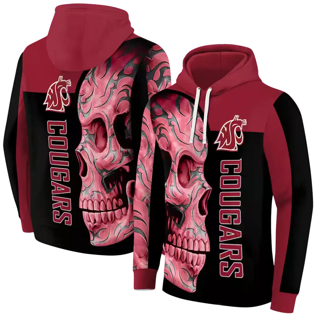 washington state cougars skull motif crimson black hoodie fashion forward washington state cougars skull motif crimson black hoodie fashion forward