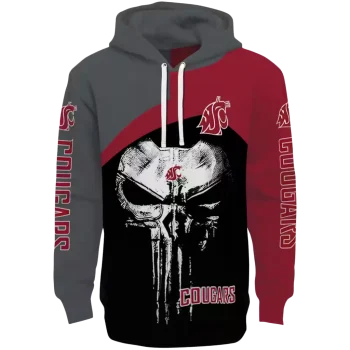 washington state cougars skull punisher grey black hoodie best selling