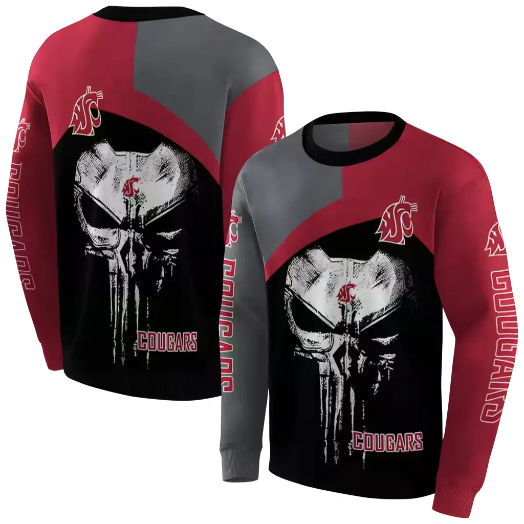 washington state cougars skull punisher grey black hoodie premium grade washington state cougars skull punisher grey black hoodie premium grade