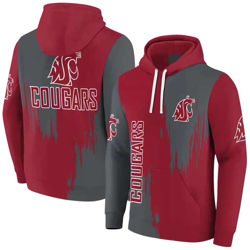 washington state cougars splatter effect crimson hoodie fashion forward washington state cougars splatter effect crimson hoodie fashion forward