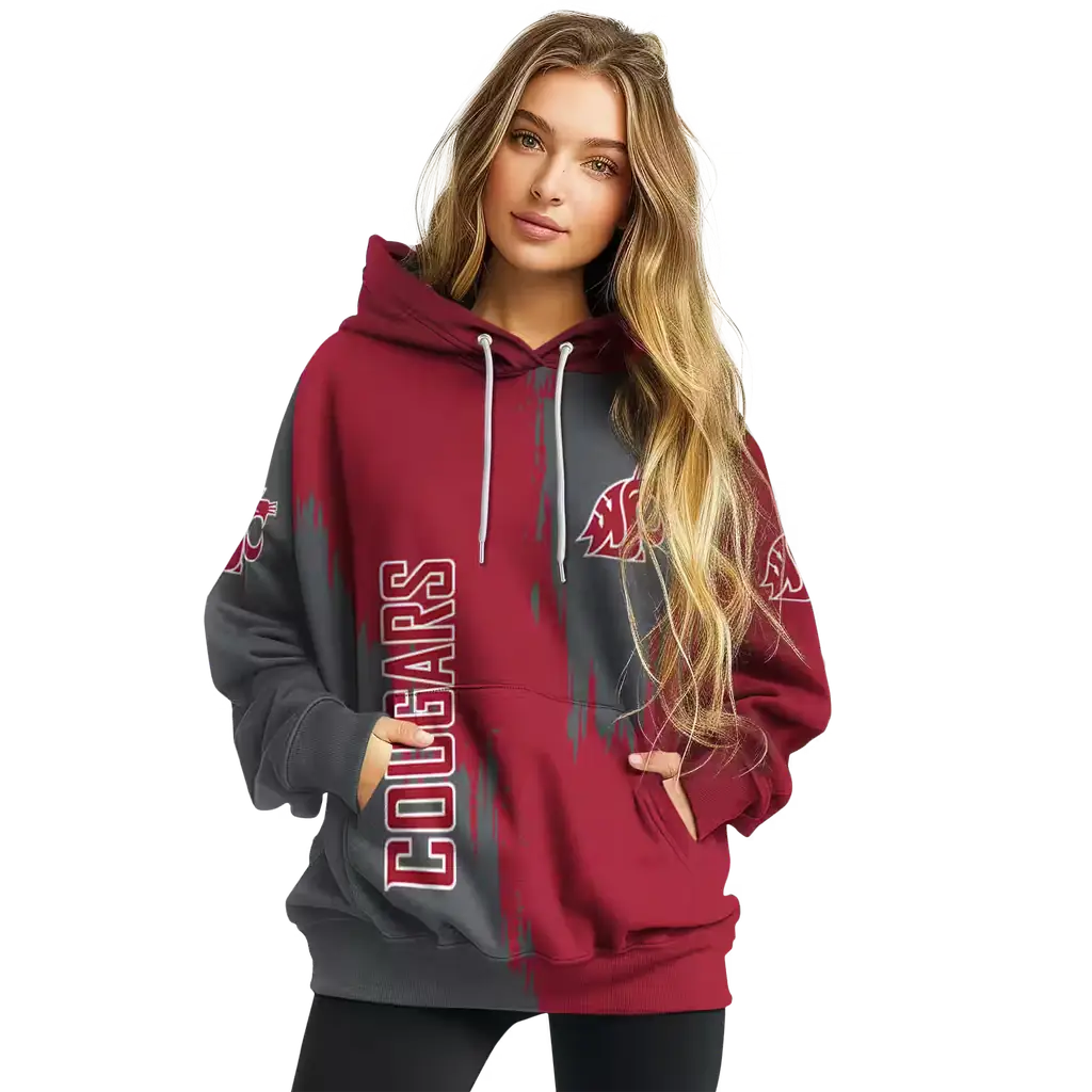 washington state cougars splatter effect crimson hoodie high quality washington state cougars splatter effect crimson hoodie high quality
