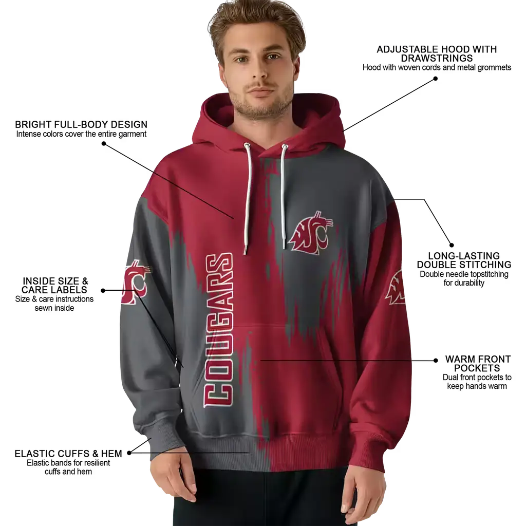washington state cougars splatter effect crimson hoodie latest model washington state cougars splatter effect crimson hoodie latest model