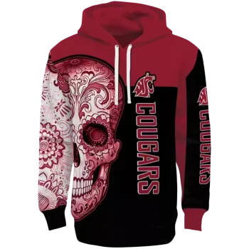 washington state cougars sugar skull crimson black hoodie best selling