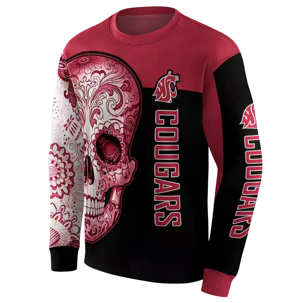 washington state cougars sugar skull crimson black hoodie new arrival washington state cougars sugar skull crimson black hoodie new arrival