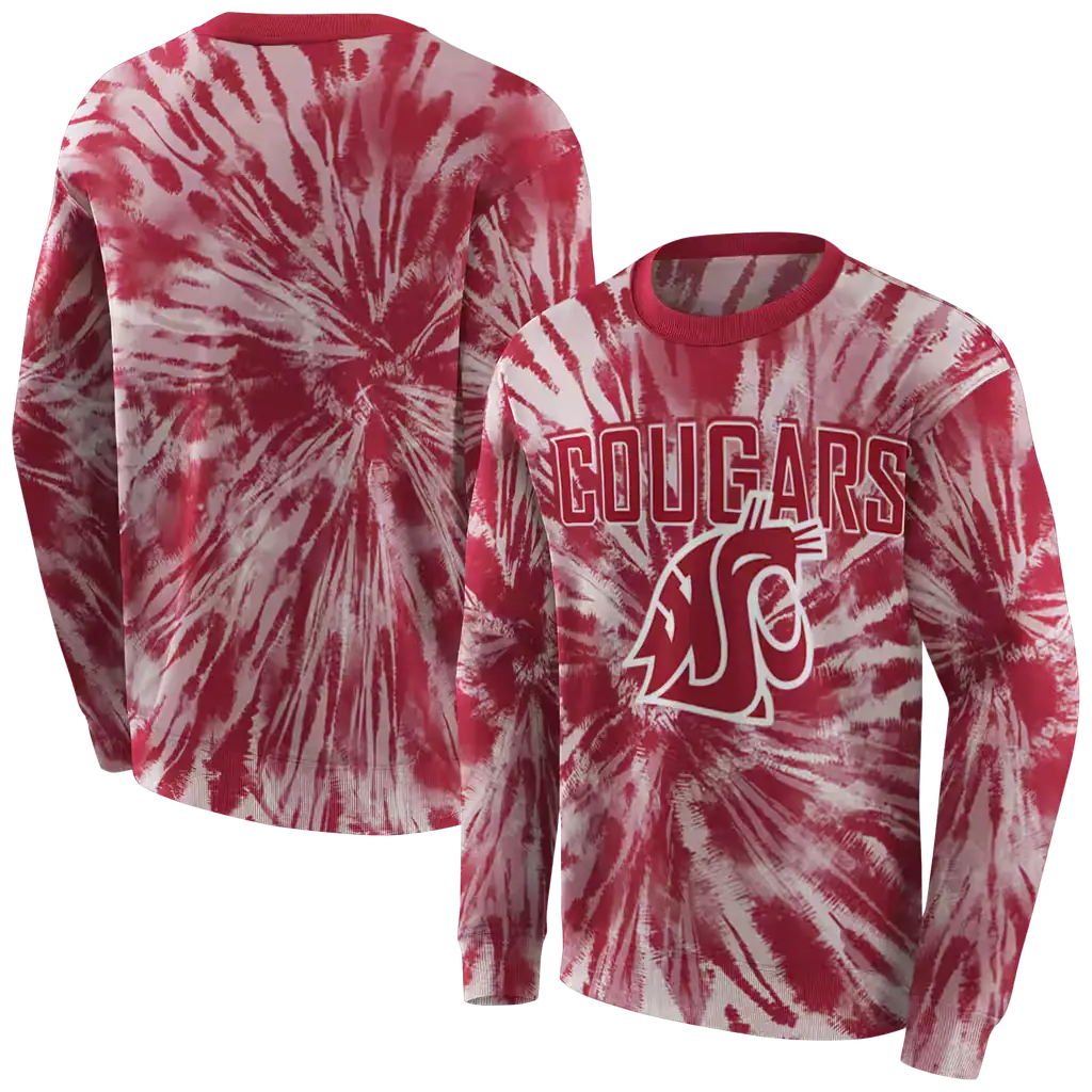 washington state cougars tie dye pattern crimson hoodie premium grade washington state cougars tie dye pattern crimson hoodie premium grade