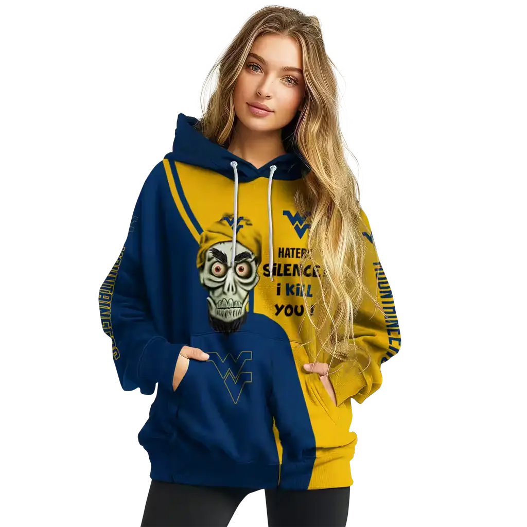 west virginia mountaineers achmed skull blue hoodie high quality west virginia mountaineers achmed skull blue hoodie high quality