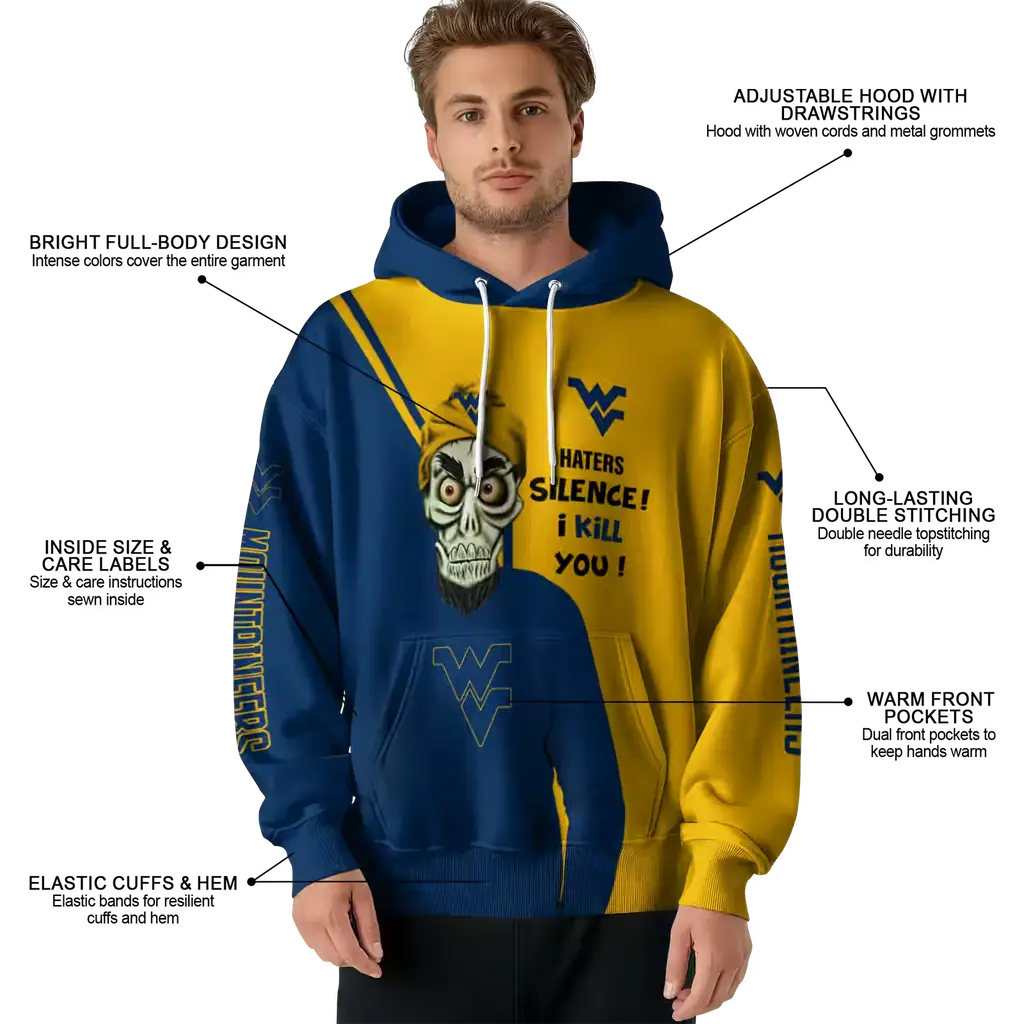 west virginia mountaineers achmed skull blue hoodie latest model west virginia mountaineers achmed skull blue hoodie latest model