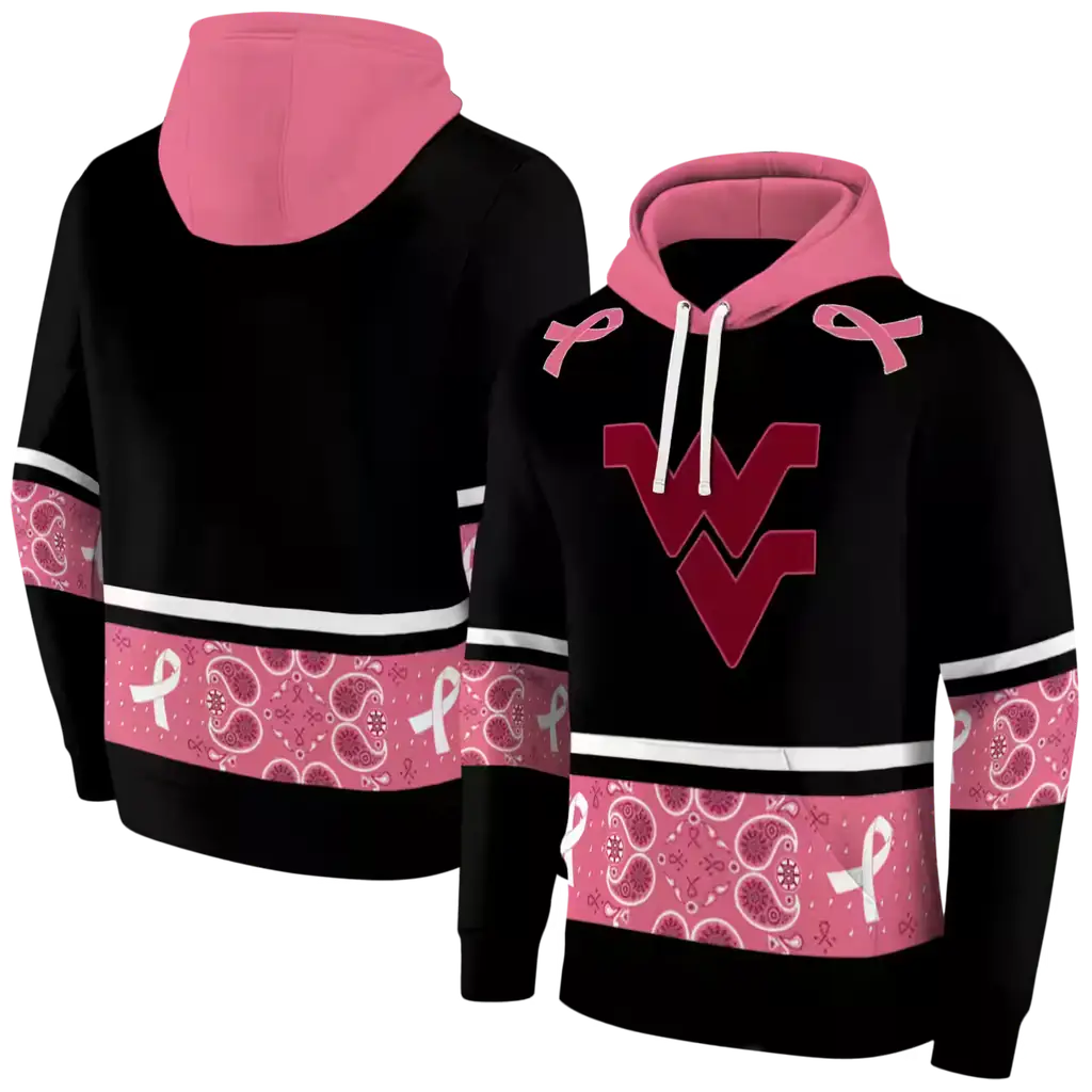 west virginia mountaineers awareness ribbon black pink hoodie fashion forward west virginia mountaineers awareness ribbon black pink hoodie fashion forward