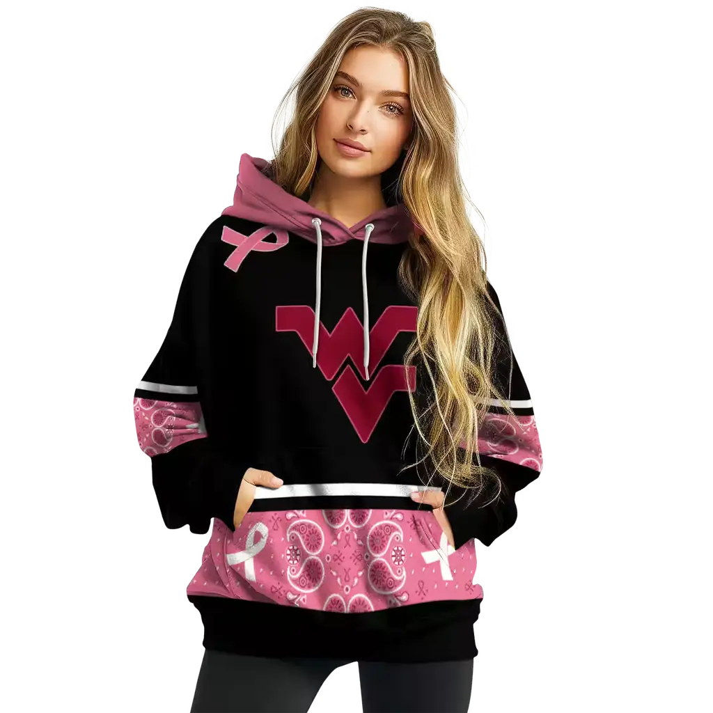 west virginia mountaineers awareness ribbon black pink hoodie high quality west virginia mountaineers awareness ribbon black pink hoodie high quality