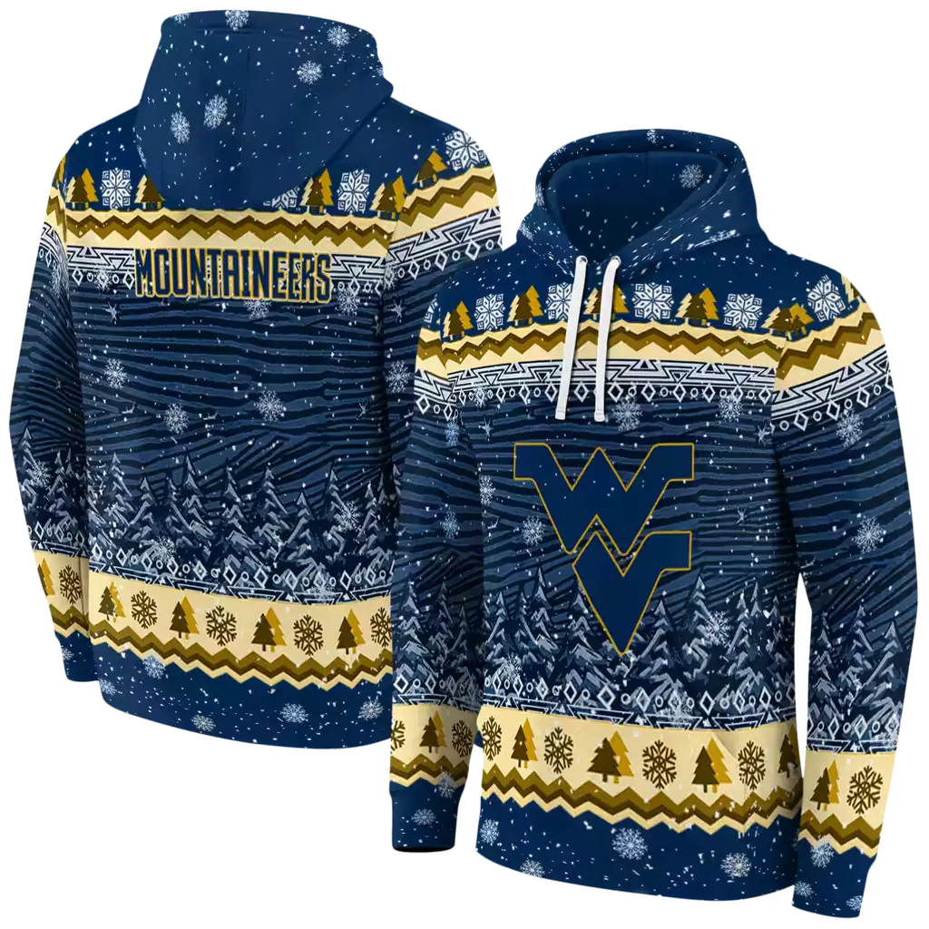 west virginia mountaineers christmas trees blue hoodie fashion forward west virginia mountaineers christmas trees blue hoodie fashion forward