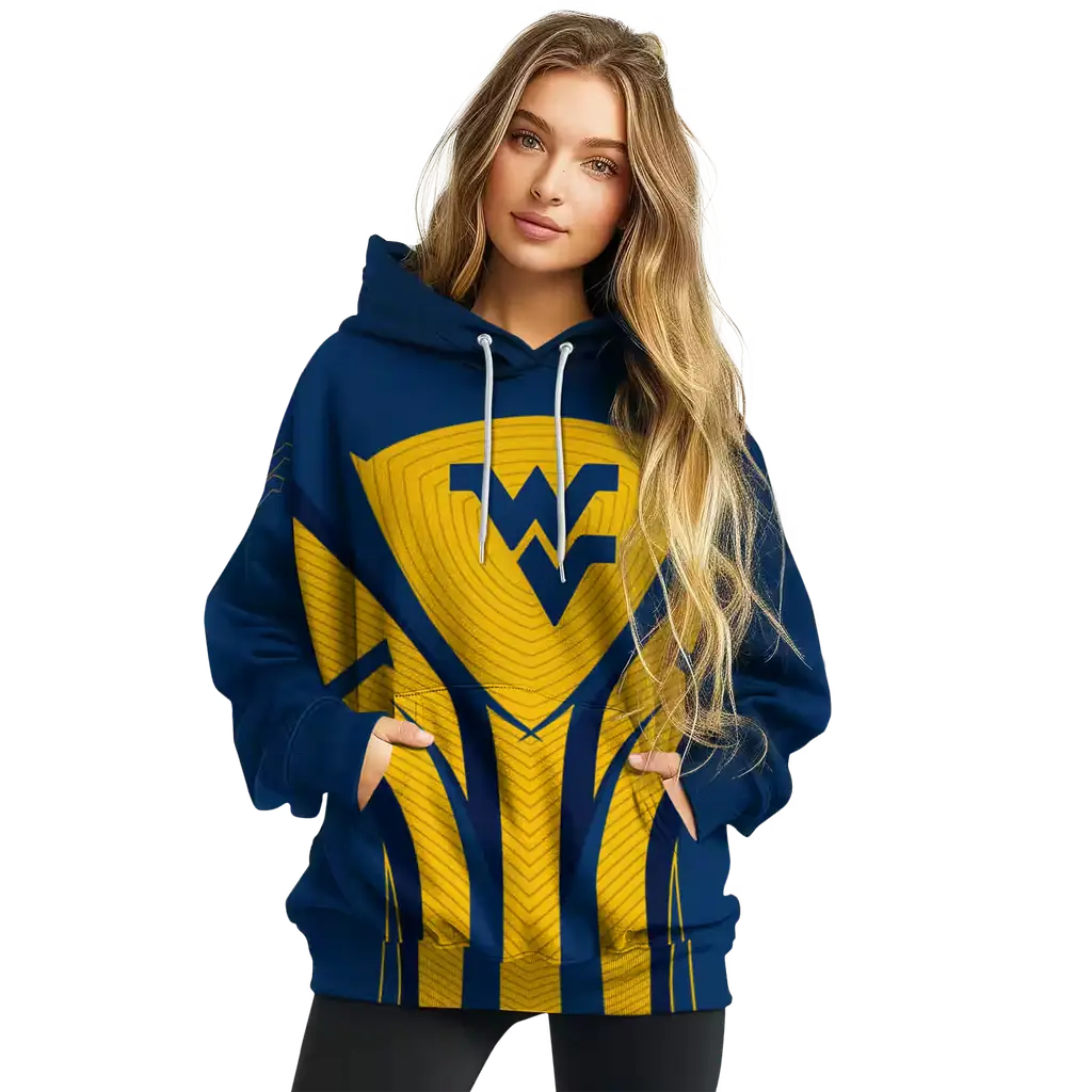 west virginia mountaineers concentric lines blue black hoodie high quality west virginia mountaineers concentric lines blue black hoodie high quality