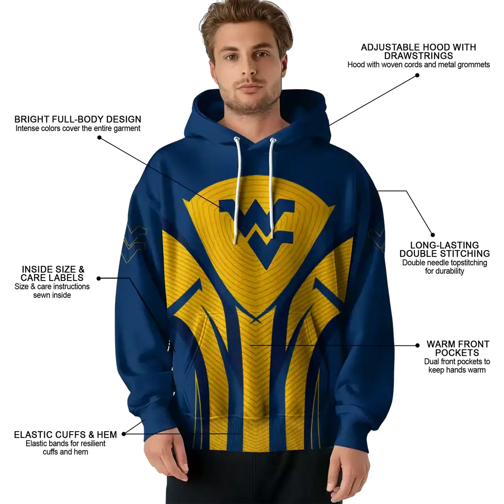 west virginia mountaineers concentric lines blue black hoodie latest model west virginia mountaineers concentric lines blue black hoodie latest model