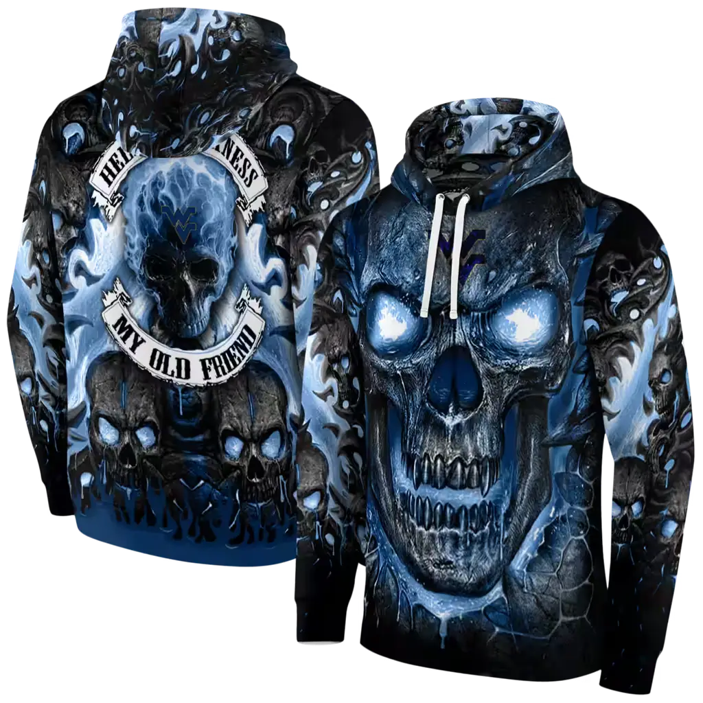 west virginia mountaineers demonic skull blue black hoodie fashion forward west virginia mountaineers demonic skull blue black hoodie fashion forward
